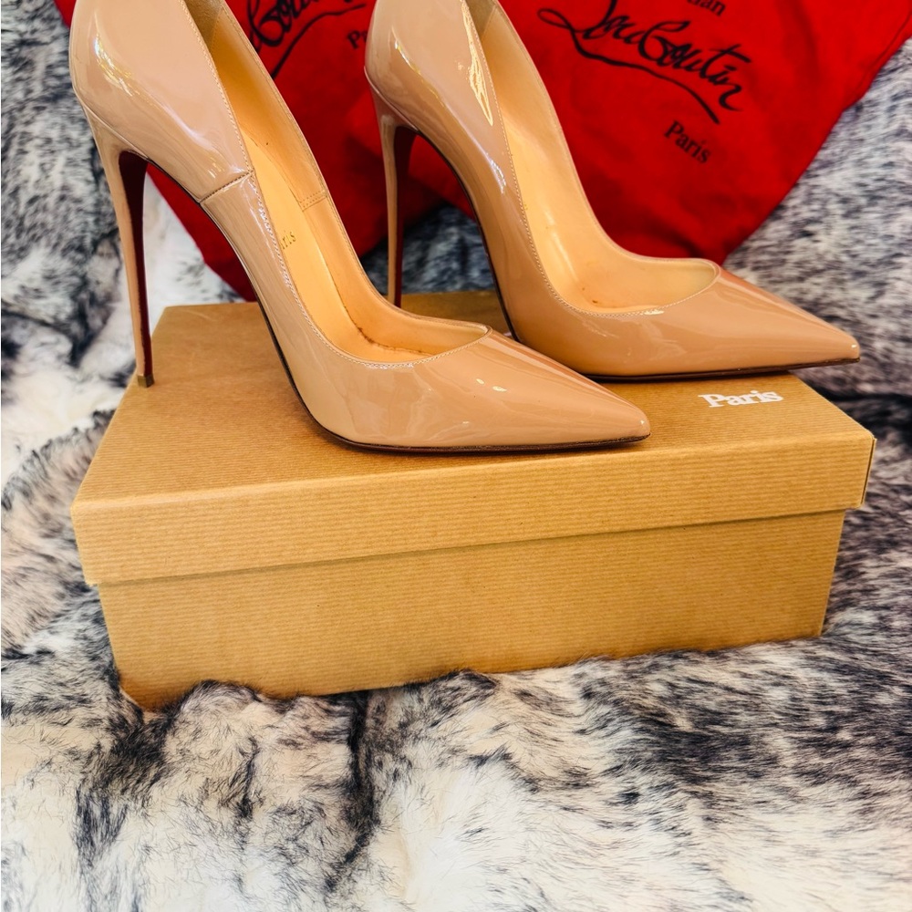 Christian Louboutin Cream and Red Stiletto Heels